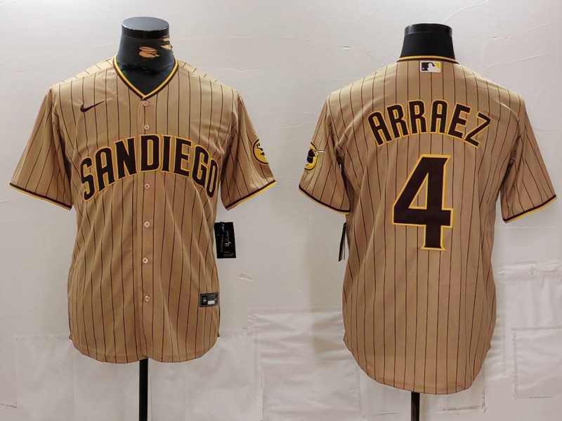Men's San Diego Padres #4 Luis Arraez Tan Cool Base Stitched Baseball Jersey,We sell and wholesale Men's San Diego Padres #4 Luis Arraez Tan Cool Base Stitched Baseball Jersey on line form chian!